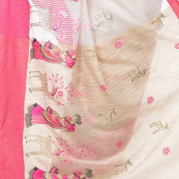 Pink hand woven cotton saree with blouse 4