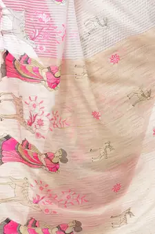 Pink hand woven cotton saree with blouse