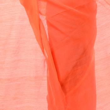 Orange plain cotton silk saree with blouse 4