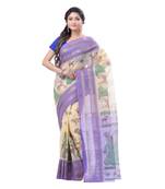 Lavender Printed Cotton Saree Without Blouse