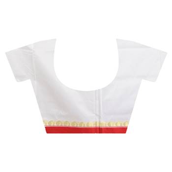 White embroidered art silk saree with blouse 4