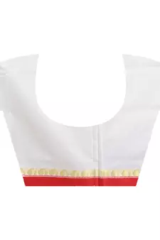 White embroidered art silk saree with blouse