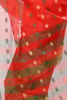 Red hand woven cotton saree 
