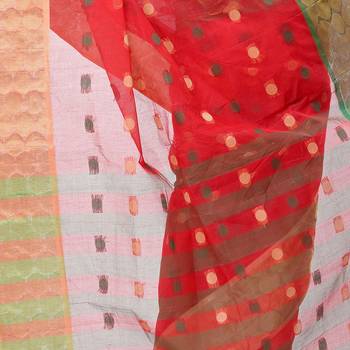 Red Hand Woven Cotton Saree Without Blouse 4