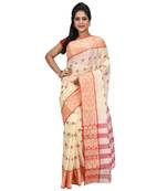 Cream Hand Woven Cotton Saree Without Blouse