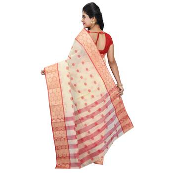 Cream Hand Woven Cotton Saree Without Blouse 2