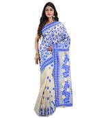 Blue hand woven khadi saree with blouse