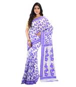 Purple hand woven khadi saree with blouse