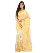 Yellow hand woven khadi saree with blouse