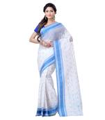 Aqua Blue Hand Woven Cotton Saree Without Blouse
