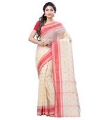 Cream Hand Woven Cotton Saree Without Blouse