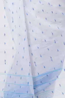 Aqua Blue Hand Woven Cotton Saree Without Blouse