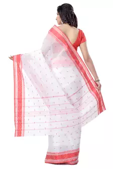 White Hand Woven Cotton Saree Without Blouse