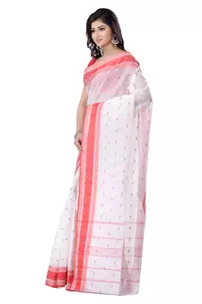 White Hand Woven Cotton Saree Without Blouse