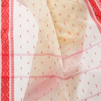 Cream Hand Woven Cotton Saree Without Blouse 4