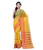 Yellow hand woven cotton saree 
