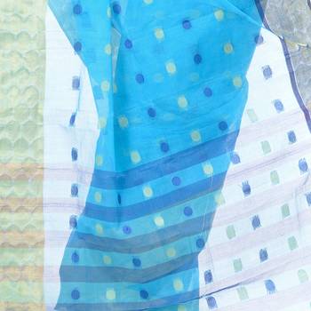 Blue Hand Woven Cotton Saree Without Blouse 4
