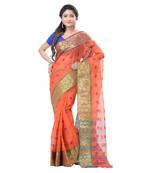 Orange Hand Woven Cotton Saree Without Blouse