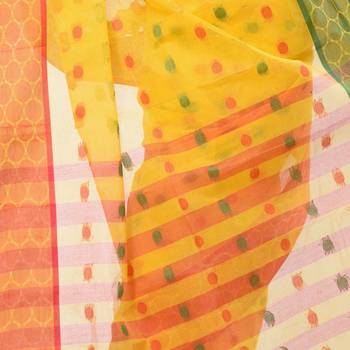 Yellow hand woven cotton saree  4