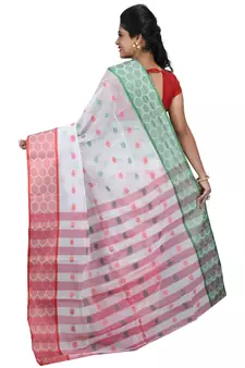 White Hand Woven Cotton Saree Without Blouse