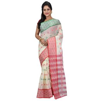 Cream Hand Woven Cotton Saree Without Blouse 1
