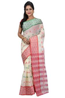 Cream Hand Woven Cotton Saree Without Blouse