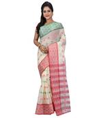 Cream Hand Woven Cotton Saree Without Blouse