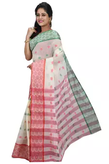 Cream Hand Woven Cotton Saree Without Blouse