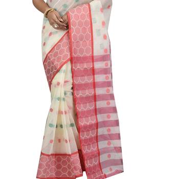 Cream Hand Woven Cotton Saree Without Blouse 4