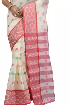 Cream Hand Woven Cotton Saree Without Blouse
