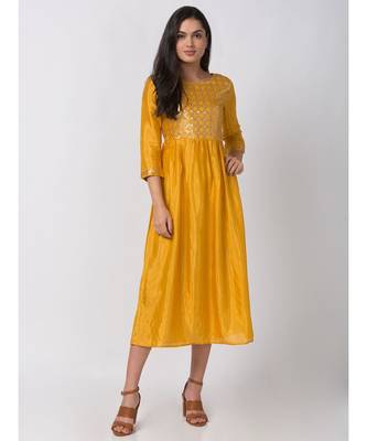 Ethnicity Polyester Straight Men Lime Kurta 1