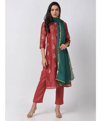 Ethnicity Polystaple Slub Straight woMen Mustard Kurta 1