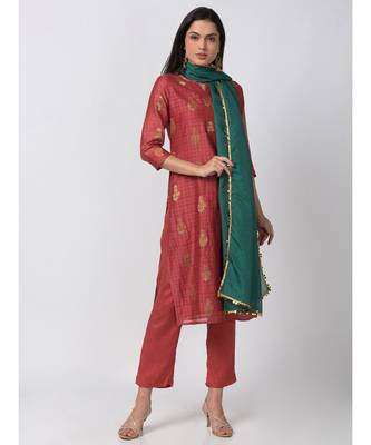 Ethnicity Polystaple Slub Straight woMen Mustard Kurta 2