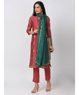 Ethnicity Polystaple Slub Straight woMen Mustard Kurta 5