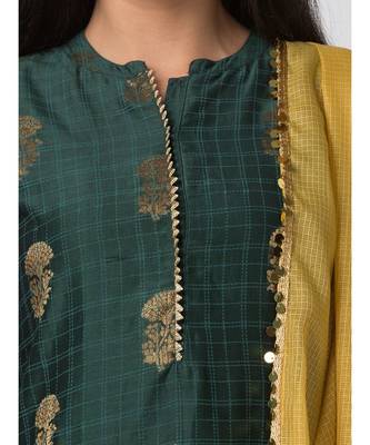 Ethnicity Polystaple Slub Straight woMen Navy Kurta 6