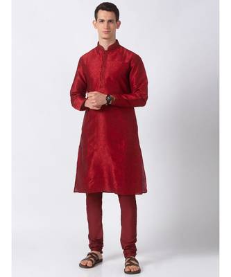 Ethnicity Polyester Blend Straight Men Maroon Kp Set 1