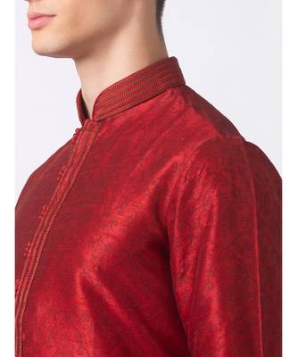 Ethnicity Polyester Blend Straight Men Maroon Kp Set 3
