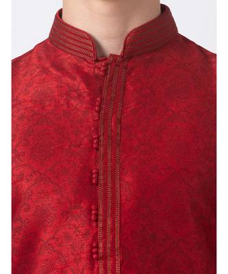 Ethnicity Polyester Blend Straight Men Maroon Kp Set 4