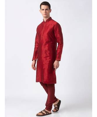 Ethnicity Polyester Blend Straight Men Maroon Kp Set 5