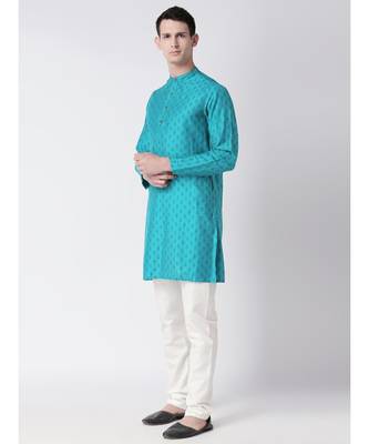 Ethnicity Polystaple  Straight Men Turq Kurta 2