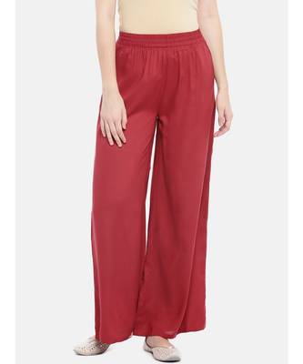 Ethnicity Women Pallazzo Rayon Maroon Pallazzo 1