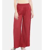 Ethnicity Women Pallazzo Rayon Maroon Pallazzo