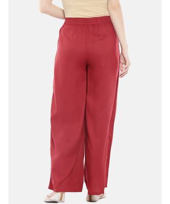 Ethnicity Women Pallazzo Rayon Maroon Pallazzo 3