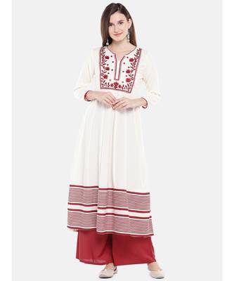 Ethnicity Women Pallazzo Rayon Maroon Pallazzo 5