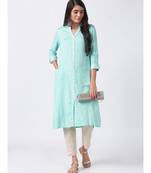 Ethnicity Women Flared Viscose Rayon Mustard Kurta