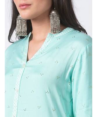 Ethnicity Women Flared Viscose Rayon Mustard Kurta 5