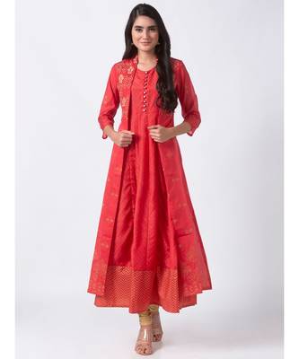 Nylangan Crystal Blue Placement Embroidery Kurta Dress 1