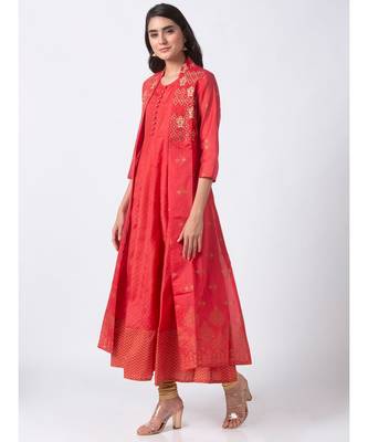 Nylangan Crystal Blue Placement Embroidery Kurta Dress 3
