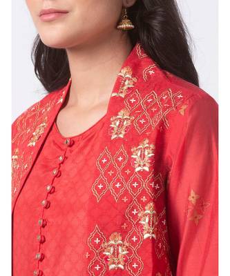 Nylangan Crystal Blue Placement Embroidery Kurta Dress 4