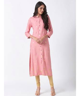 Nylangan Sea Pink Placement Embroidery Kurta Dress 1